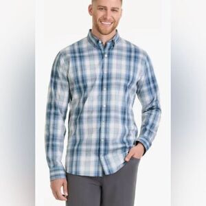 NWT Van Heusen Big & Tall Blue Plaid Button Down Dress Shirt - Neck 2XL - 19